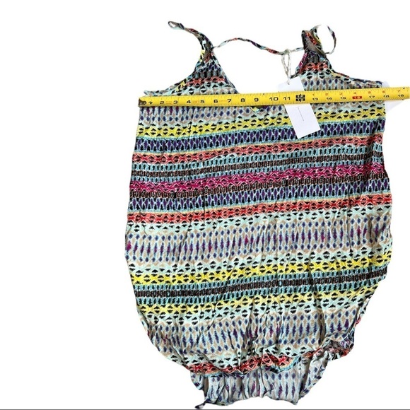 Lush Tunic Tank Taupe‎ Top Multicolor Print Size S Spaghetti Strap - Picture 4 of 8